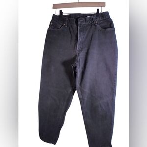 Levi's Womens Classic Black Denim Jeans 550 Size 14 Raw Hem
